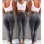 Load image into Gallery viewer, Beverlia Womens Clothing Womens Fashion | High Waist Jeans For Women Slim Stretch Denim Jean Bodycon Tassel Belt Bandage Skinny Push Up Jeans Woman High waisted jeans super plus size slim fit stretch jeans pants  tassel jeans  denim bodycon light blue black gray dark blue
