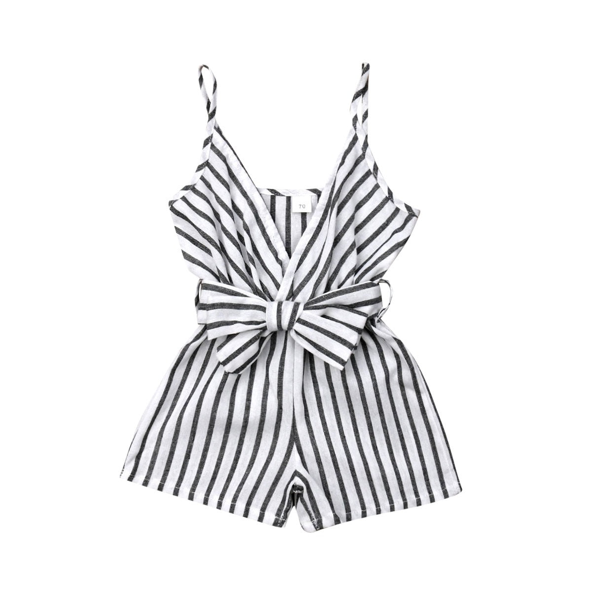 Striped Bowknot Strap Romper