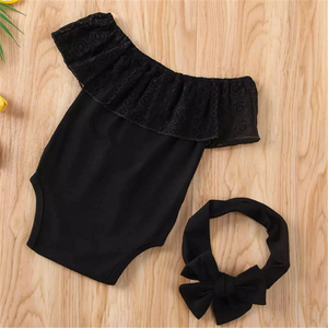 Lace Romper Bodysuit Black