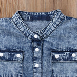 Load image into Gallery viewer, Denim Short Sleeve Romper
