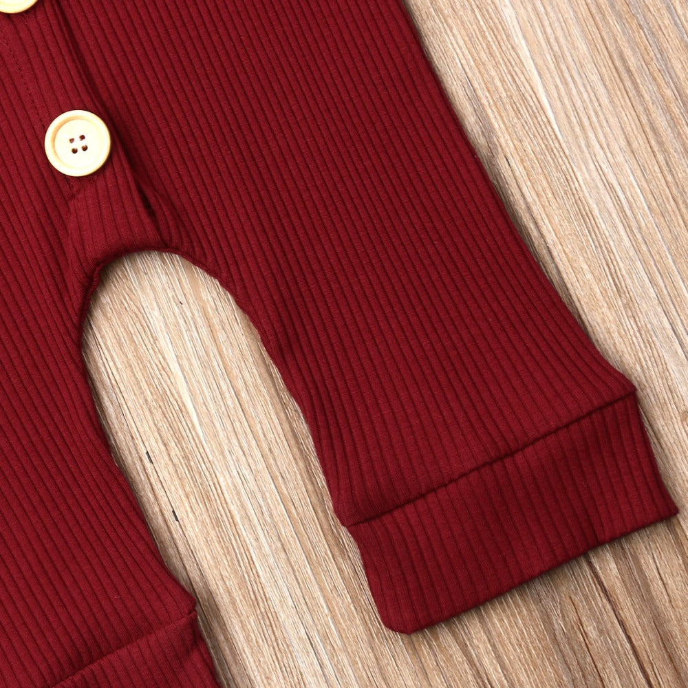 Knitted Autumn Romper - Wine Red