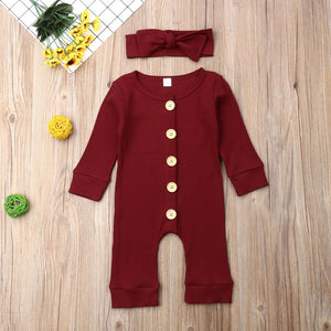 Knitted Autumn Romper - Wine Red