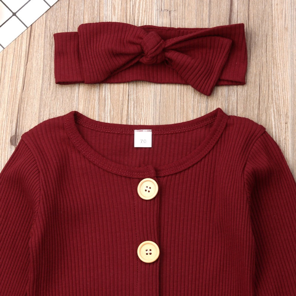 Knitted Autumn Romper - Wine Red