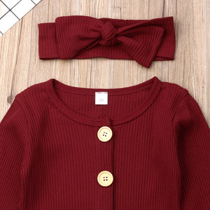 Knitted Autumn Romper - Wine Red