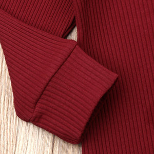 Knitted Autumn Romper - Wine Red