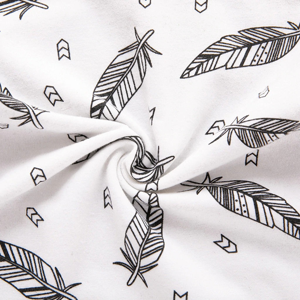 Hooded Feather T shirt & Striped Shorts