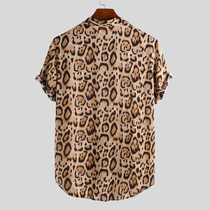 Beverlia 2020 Summer Leopard Print Men Shirt Breathable Short Sleeve Loose Button Blouse Streetwear Beach Hawaiian Shirts Men leopard shirt plus size dress leopard print clothes top shirt mens beach shirts style hawaiian shirts for men island shirts summer shirts beach clothes best mens t shirts brands designs for men.