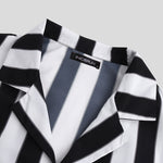 Load image into Gallery viewer, Beverlia Casual Men Striped Shirt Breathable Loose Lapel Neck Short Sleeve Tops 2020 Streetwear Vacation Brand Shirts Men Camisa striped shirt short sleeve black and white striped shirt mens striped collar shirt vertical striped shirts designs button up shirts streetwear clothing official brands shirt pattern for mans
