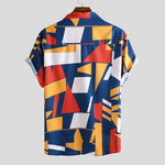 Load image into Gallery viewer, Beverlia Summer Men Beach Shirt Geometric Print Short Sleeve Lapel Neck Button Leisure Hawaiian Shirts Men 2020 Streetwear. Summer fashion trends 2020 summer clothes styles men summer outfits. Summer shirts short sleeve beach shirts mens summer fashion summer wear dress shirts. geometric print style pattern shirt 
