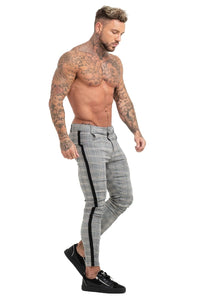 Beverlia Mens Clothing Mens Fashion | Men Chinos Trousers Skinny Super Stretch Chino Pants Slim Fit Mens Casual Pant Plaid Grey Elastic Waist London Fashion mens chino trousers original brand casual dress pants slim fit cargo pants mens fashion trends 2020 styles list latest fashion for men's usa trends london fashion