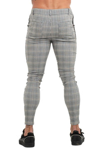 Beverlia Mens Clothing Mens Fashion | Men Chinos Trousers Skinny Super Stretch Chino Pants Slim Fit Mens Casual Pant Plaid Grey Elastic Waist London Fashion mens chino trousers original brand casual dress pants slim fit cargo pants mens fashion trends 2020 styles list latest fashion for men's usa trends london fashion