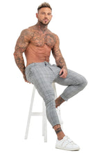 Load image into Gallery viewer, Beverlia Mens Clothing Mens Fashion | Men Chinos Trousers Skinny Super Stretch Chino Pants Slim Fit Mens Casual Pant Plaid Grey Elastic Waist London Fashion mens chino trousers original brand casual dress pants slim fit cargo pants mens fashion trends 2020 styles list latest fashion for men&#39;s usa trends london fashion
