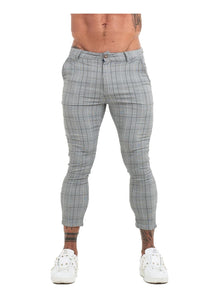 Beverlia Mens Clothing Mens Fashion | Men Chinos Trousers Skinny Super Stretch Chino Pants Slim Fit Mens Casual Pant Plaid Grey Elastic Waist London Fashion mens chino trousers original brand casual dress pants slim fit cargo pants mens fashion trends 2020 styles list latest fashion for men's usa trends london fashion