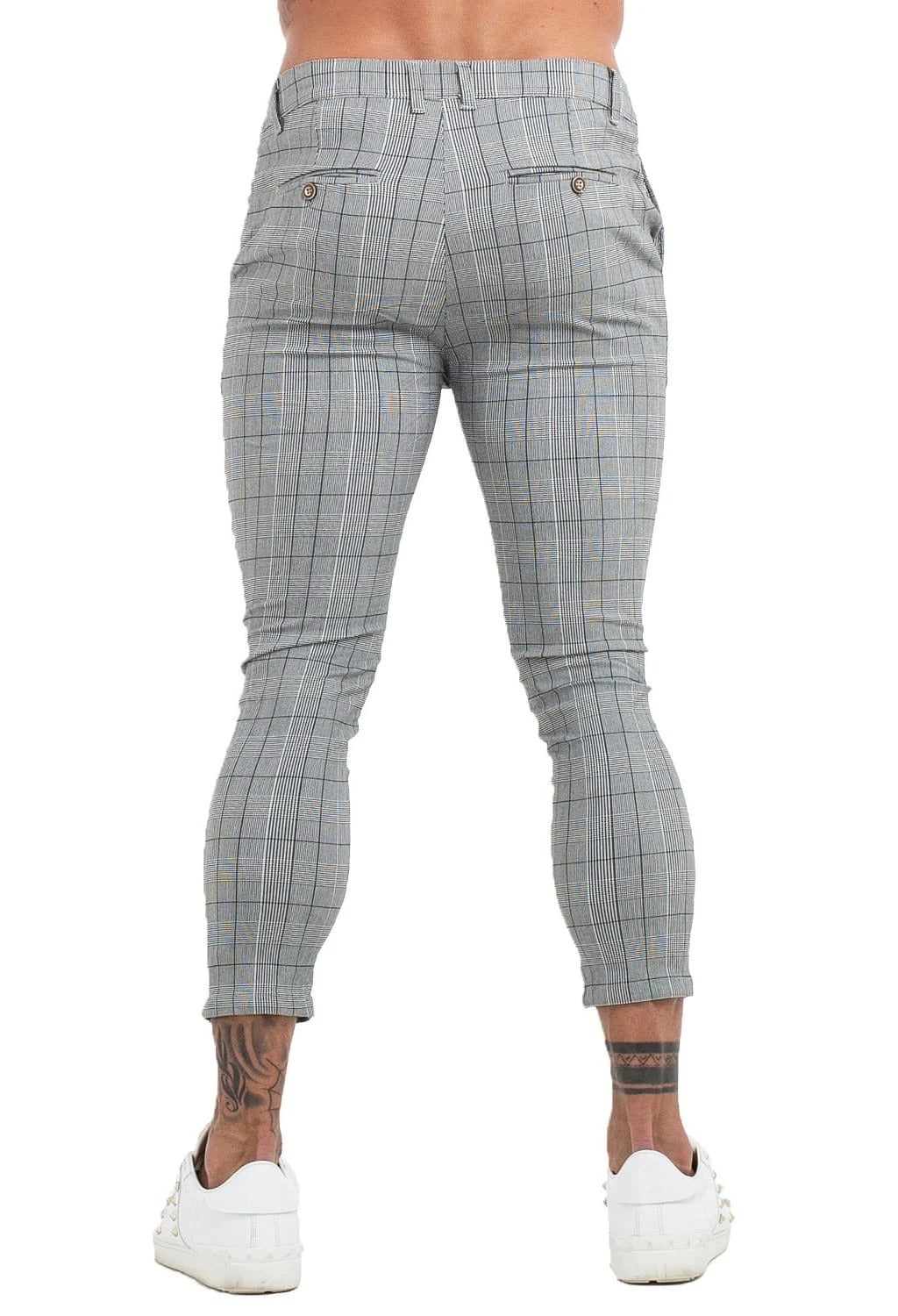 Beverlia Mens Clothing Mens Fashion | Men Chinos Trousers Skinny Super Stretch Chino Pants Slim Fit Mens Casual Pant Plaid Grey Elastic Waist London Fashion mens chino trousers original brand casual dress pants slim fit cargo pants mens fashion trends 2020 styles list latest fashion for men's usa trends london fashion