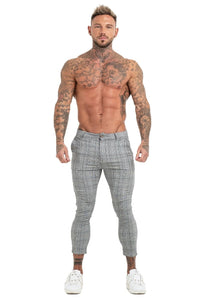 Beverlia Mens Clothing Mens Fashion | Men Chinos Trousers Skinny Super Stretch Chino Pants Slim Fit Mens Casual Pant Plaid Grey Elastic Waist London Fashion mens chino trousers original brand casual dress pants slim fit cargo pants mens fashion trends 2020 styles list latest fashion for men's usa trends london fashion