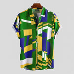 Load image into Gallery viewer, Beverlia Summer Men Beach Shirt Geometric Print Short Sleeve Lapel Neck Button Leisure Hawaiian Shirts Men 2020 Streetwear. Summer fashion trends 2020 summer clothes styles men summer outfits. Summer shirts short sleeve beach shirts mens summer fashion summer wear dress shirts. geometric print style pattern shirt 
