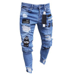 Load image into Gallery viewer, Beverlia Mens Clothing Mens Fashion | 3 Styles Men Stretchy Ripped Skinny Biker Embroidery Print Jeans Destroyed Hole Taped Slim Fit Denim Scratched High Quality Jean stretchy ripped jeans jeggings black blue white ripped jean embroidery patterns denim mens slim fit jeans cheap online
