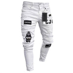 Load image into Gallery viewer, Beverlia Mens Clothing Mens Fashion | 3 Styles Men Stretchy Ripped Skinny Biker Embroidery Print Jeans Destroyed Hole Taped Slim Fit Denim Scratched High Quality Jean stretchy ripped jeans jeggings black blue white ripped jean embroidery patterns denim mens slim fit jeans cheap online
