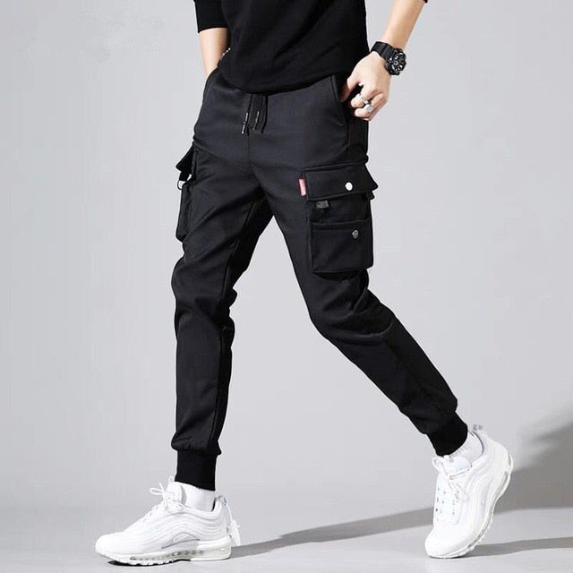 Beverlia Mens Clothing Mens Fashion | 2020 Spring Hip Hop Joggers Men Black Harem Pants Multi-pocket Ribbons Man Sweatpants Streetwear Casual Mens Pants M-3XL hip hop pant jeans cargo jeans best sweatpants mens cotton sweatpants clothing outfits for guys cheap online store hip hop jeans side pocket trousers jeans pants