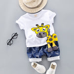 Load image into Gallery viewer, Beverlia Childrens Clothes Children&#39;s Fashion Kids Fashion Kids Clothes | 2020 Summer Baby Boy Clothes Set Casual Clothes Set Blue Giraffe Shorts Outfits Boys Clothes Children 1- 4 Years ago 4 Colors clothing dresse best style baby clothing sets newborn cheap baby clothes cartoon Giraffe of summer clothing 100 cotton
