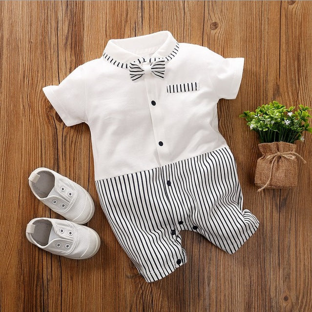 Beverlia Childrens Clothes Children's Fashion Kids Fashion Kids Clothes | Summer Baby Infant Rompers Patchwork Baby Girl Clothes White Necktie Baby Spring Clothes Boys Rompers Kids Costume summer baby clothes baby rompers for summer winter winter wholesale rompers for baby girl