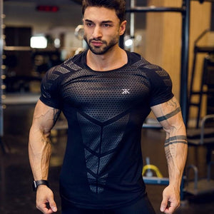 Beverlia Mens Clothing Mens Fashion |  Compression Quick dry T-shirt Men Running Sport Skinny Short Tee Shirt Male Gym Fitness Bodybuilding Workout Black Tops best compression shirts quick dry shirts new sport t shirt  muscle fit gym t shirts men fitness best bodybuilding t shirts cheap tops mens black t shirts