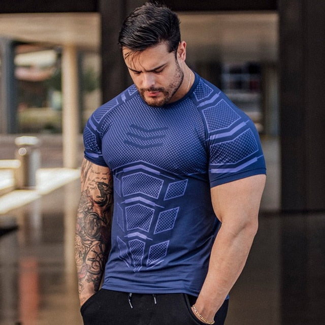 Beverlia Mens Clothing Mens Fashion |  Compression Quick dry T-shirt Men Running Sport Skinny Short Tee Shirt Male Gym Fitness Bodybuilding Workout Black Tops best compression shirts quick dry shirts new sport t shirt  muscle fit gym t shirts men fitness best bodybuilding t shirts cheap tops mens black t shirts