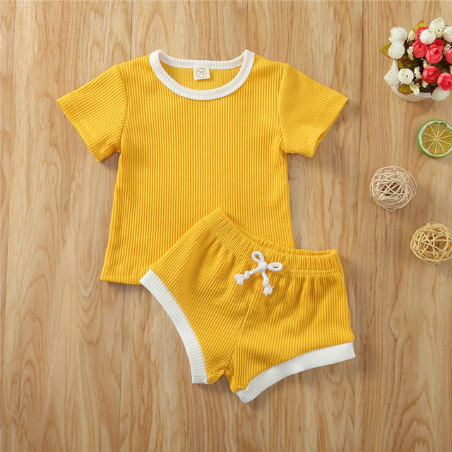 Ribbed Knitted Toddler T-shirts & Shorts