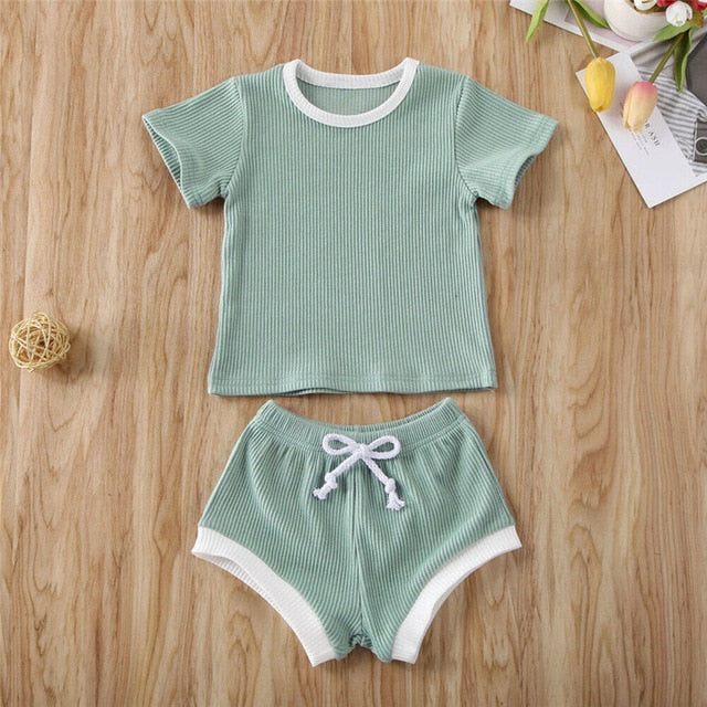 Ribbed Knitted Toddler T-shirts & Shorts