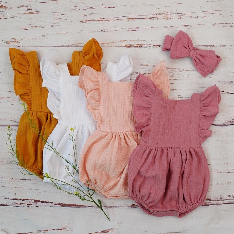 Double Gauze Ruffle Romper & Headband