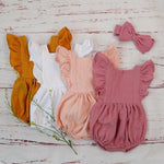 Load image into Gallery viewer, Double Gauze Ruffle Romper &amp; Headband
