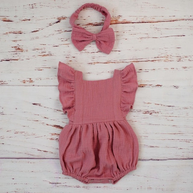 Double Gauze Ruffle Romper & Headband