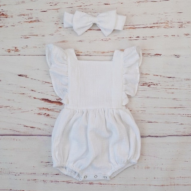 Double Gauze Ruffle Romper & Headband