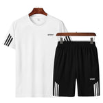 Load image into Gallery viewer, Men’s Clothing 2020 Men’s Fashion &amp; Style, Shop USA Brand Men&#39;s Clothes At Beverlia.  Discover Activewear, Athletic clothes, Sport clothes &amp; Apparel, Sportswear, Gym Wear &amp; Bodybuilding Workout Clothes. Choose Latest Sport Clothes From Favorite Brands. Casual Fashion Sweat Suit Striped Short Sleeve T-shirt Shorts Sets
